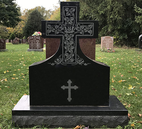 Black granite cross deals headstone
